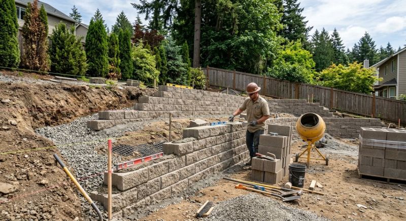 Block Retaining Wall Installation in Santa Rosa, CA
